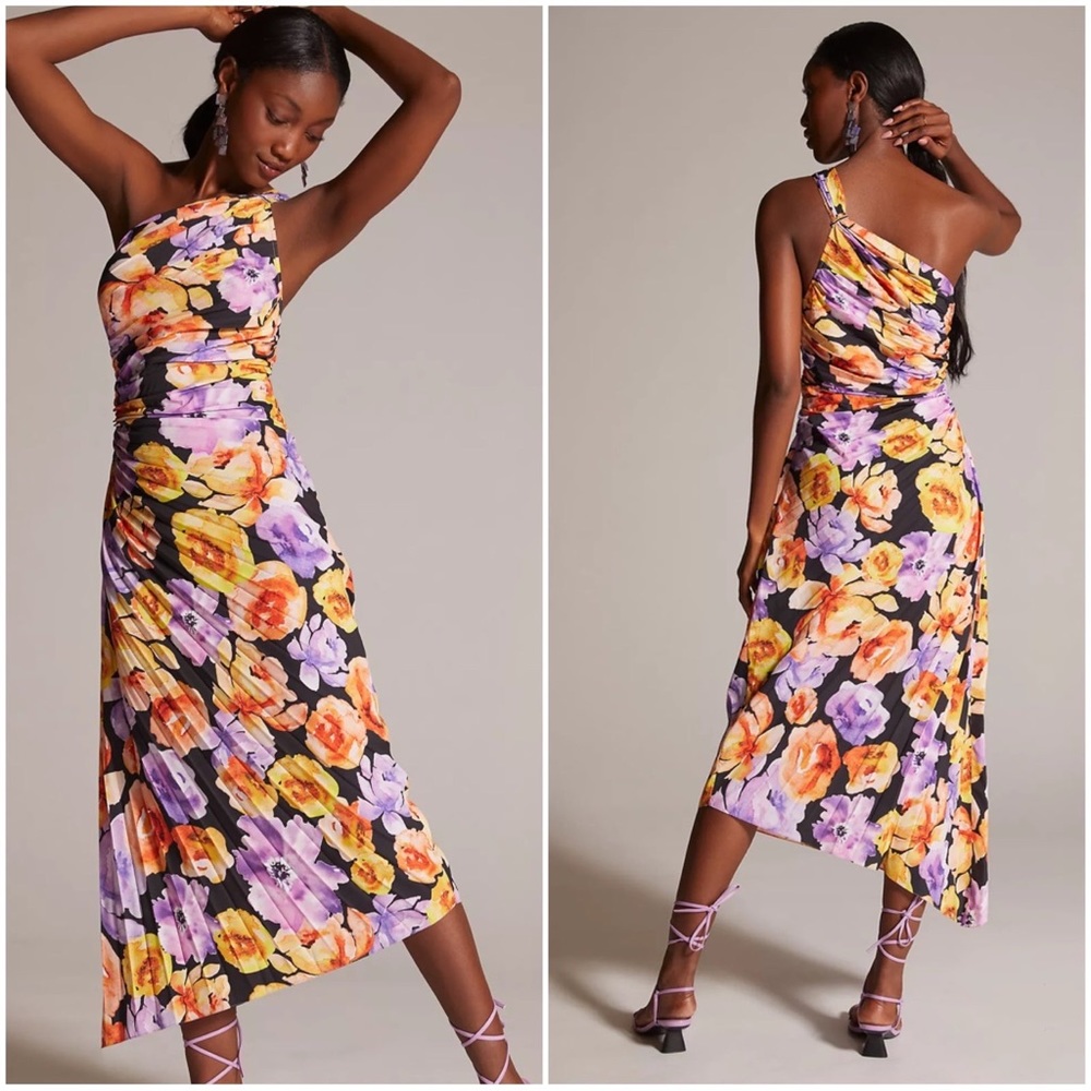 GEISHA DESIGNS X ANTHROPOLOGIE Asymmetrical Hem Midi Dress